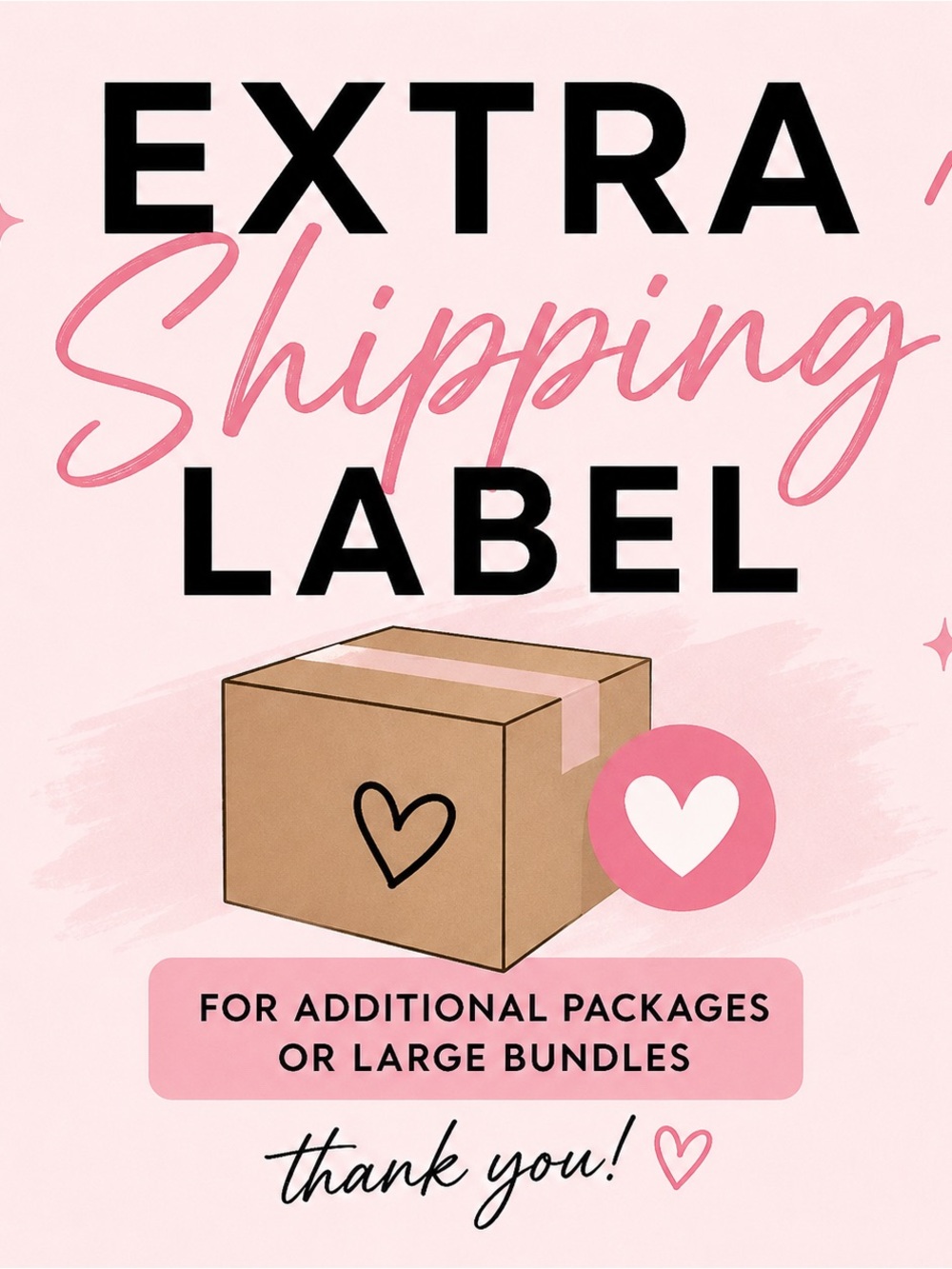 Extra Shipping Label - Pink Heart Design